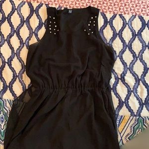 Black high to low dress with jewl accents